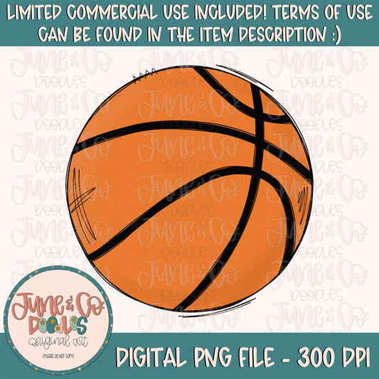Basketball Sketch PNG| Basketball Doodle Sublimation File| Unisex Basketball Shirt Design| Hand Sketched Printable Art| Instant Download
