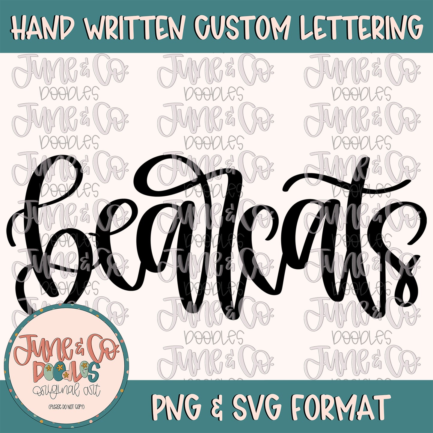 Bearcats Mascot Lettering PNG| Team Spirit Sublimation File| Sports Team SVG| Hand Lettered Printable Art| Instant Download