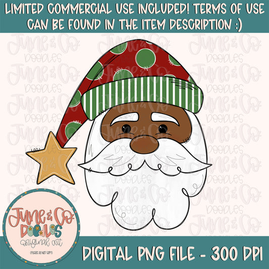 Brown Whimsical Santa PNG| Christmas Holiday Sublimation File| St. Nick Shirt Design| Hand Sketched Printable Art| Instant Download