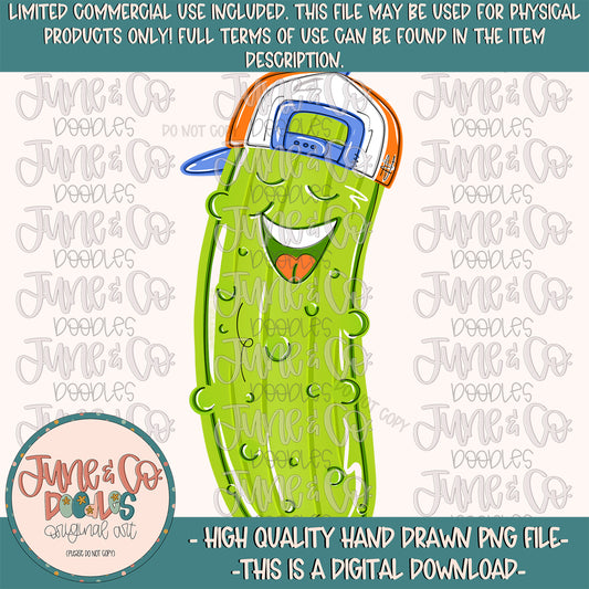 Boy Pickle Doodle PNG| Pickle in Hat Sublimation File| Boys Festival Shirt Design| Hand Drawn Art| Hand Lettering| Digital Download
