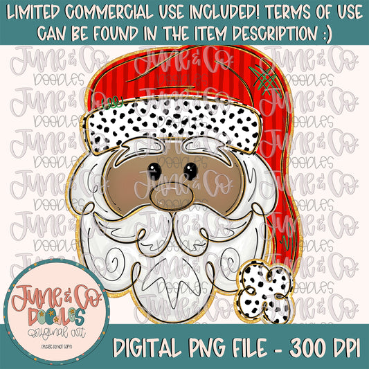 Whimsical Santa PNG-Red| Girly Santa Sublimation File| Gold Glitter Santa| Christmas Holiday Shirt Design| Hand Drawn Art| Digital Download (Copy)