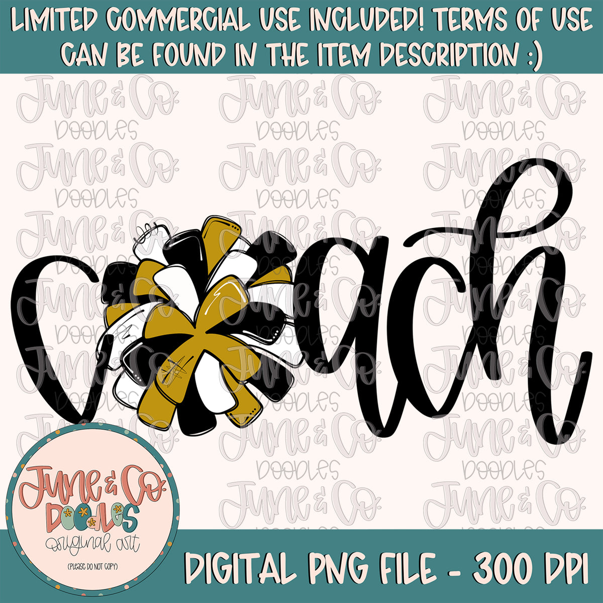Coach Lettering With Pom Pom PNG| Cheer Coach Sublimation File| Cheerl ...