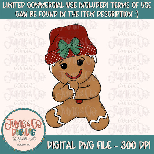 Cool Gingerbread Girl PNG| Christmas Doodle Sublimation File| Holiday Season Shirt Design| Hand Sketched Printable Art| Instant Download