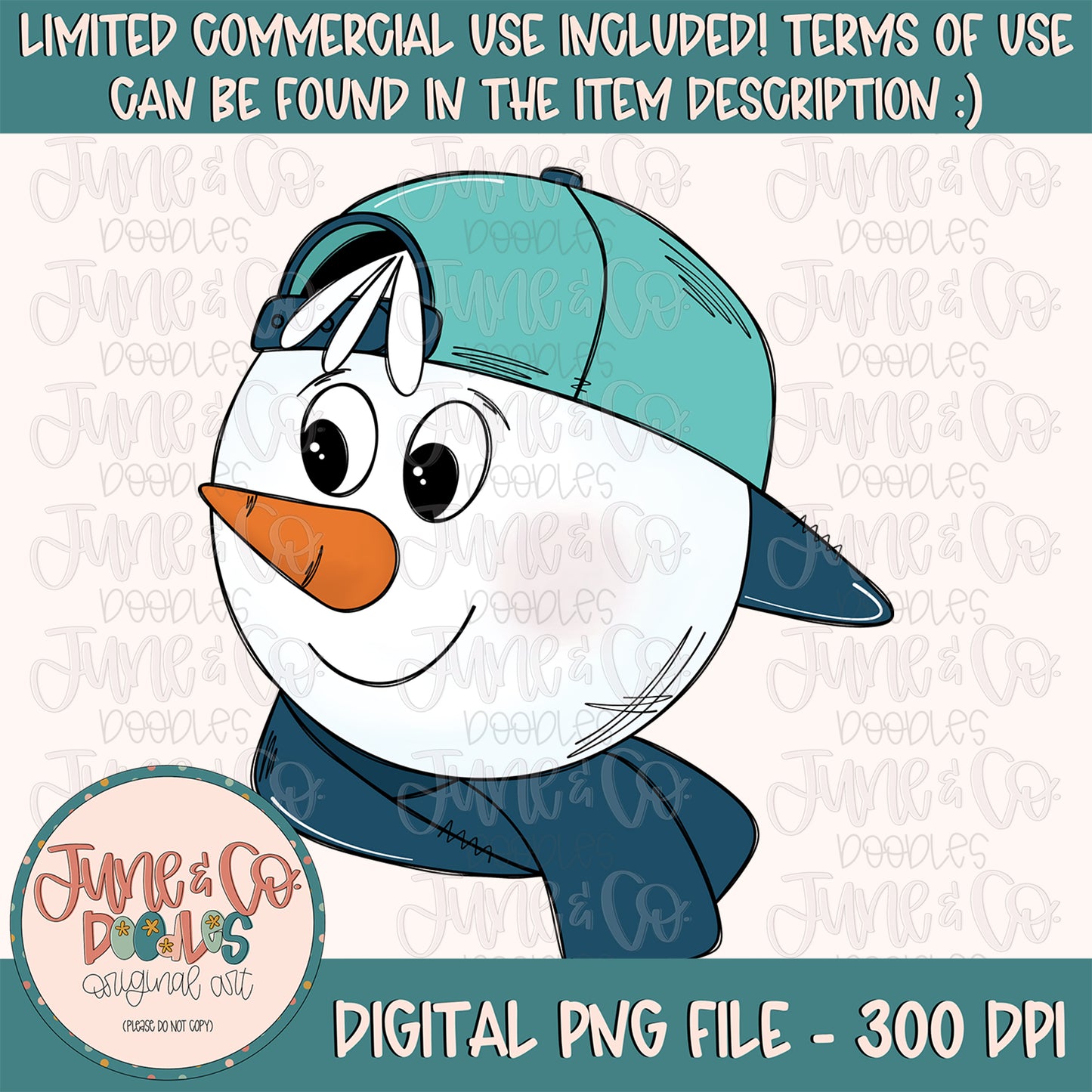 Cool Snowman PNG| Christmas Doodle Sublimation File| Holiday Season Shirt Design| Hand Sketched Printable Art| Instant Download