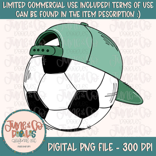 Cool Soccer Ball PNG| Soccer Ball With Hat Sublimation File|Boys Soccer Shirt Design| Hand Sketched Printable Art| Instant Download