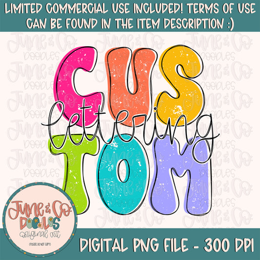 Custom Retro Lettering PNG| Made To Order Stacked Letters Sublimation File| Graphic Design By Request| Printable Art| Digital Download