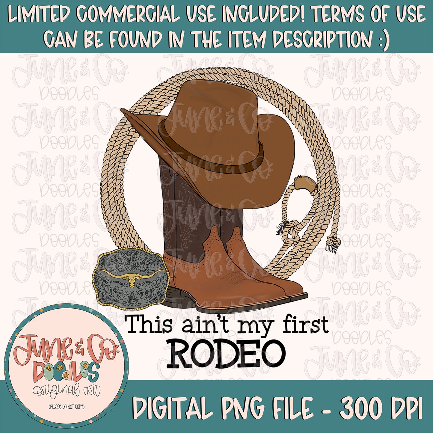 This Ain't My First Rodeo PNG| Rodeo Sublimation File| Kids Rodeo Shirt Design| Western Cowboy Printable Art| Hand Drawn| Instant Download