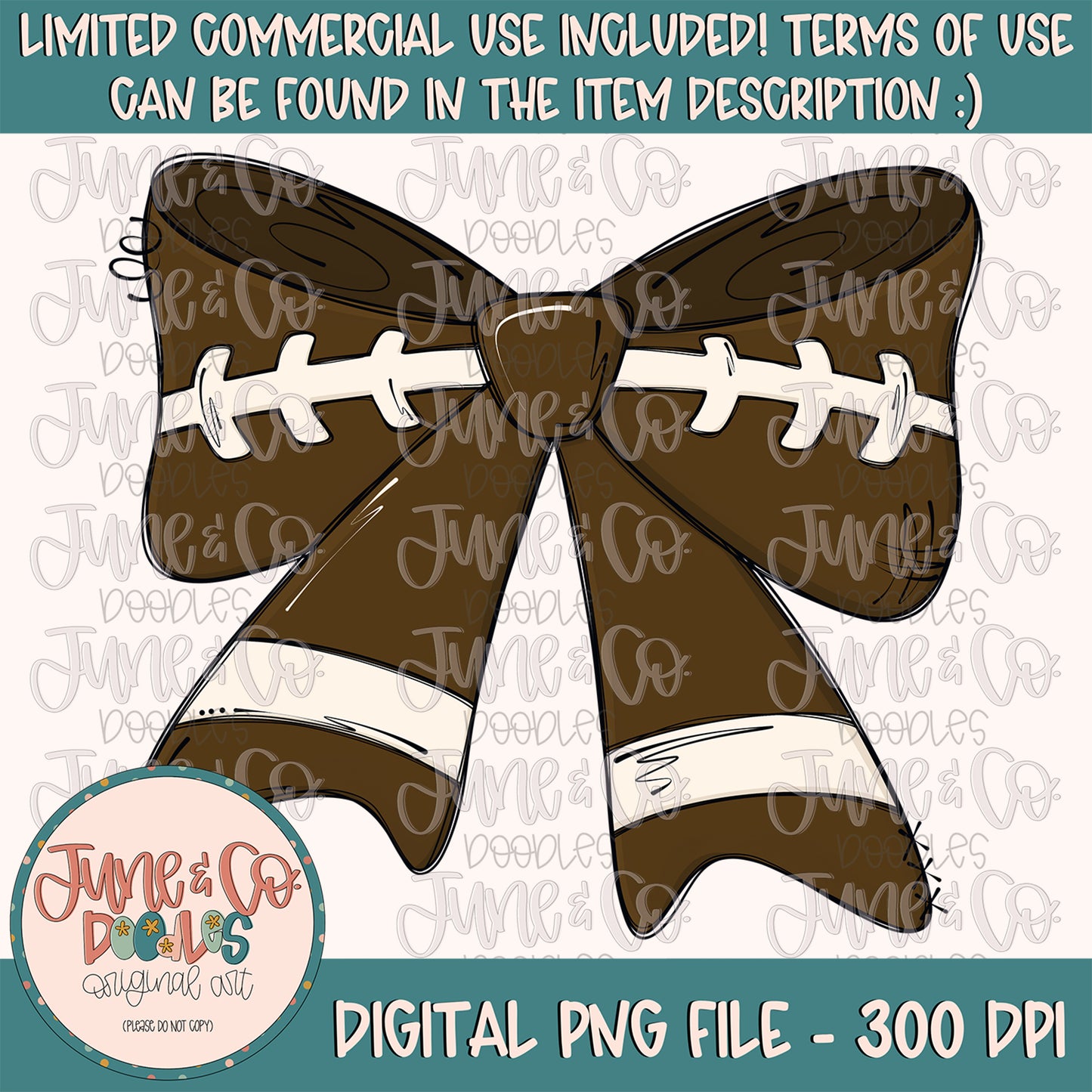 Football Bow PNG| Coquette Football Sublimation File| Girly Football Season Shirt Design| Hand Sketched Printable Art| Instant Download