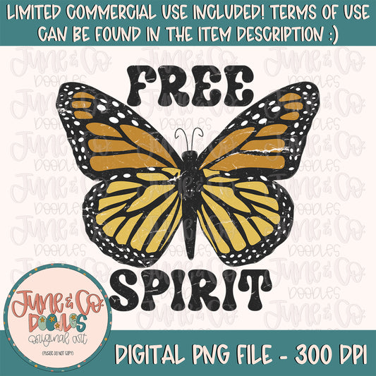 Free Spirit PNG| Distressed Butterfly Sublimation File| Vintage Shirt Design| Inspirational Printable Art| Instant Download