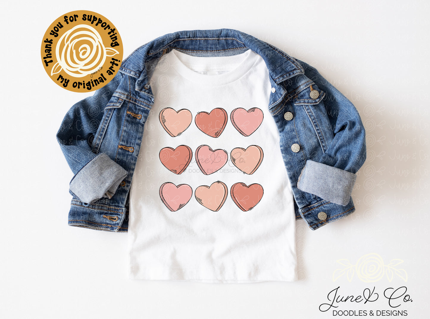 Girls Boho Candy Hearts PNG| Valentine's Sublimation File| Valentine's Day Shirt Design| Hand Sketched Printable Art| Instant Download