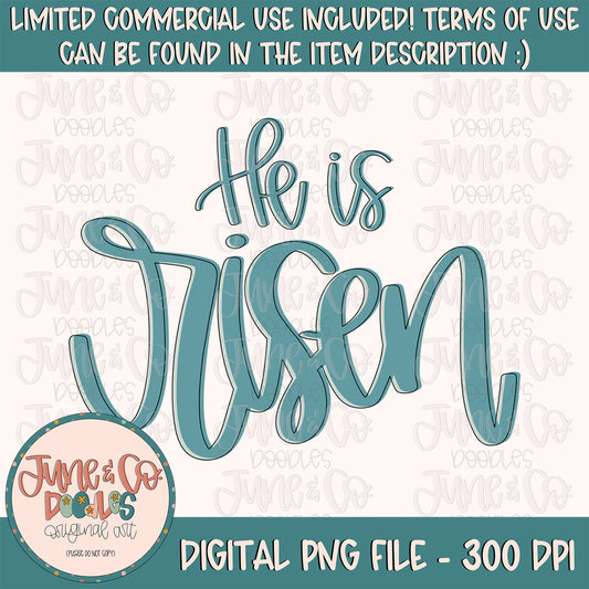 He Is Risen Lettering PNG| Christian Easter Sublimation File| Spring Faith Shirt Design| Hand Lettered Printable Art| Instant Download
