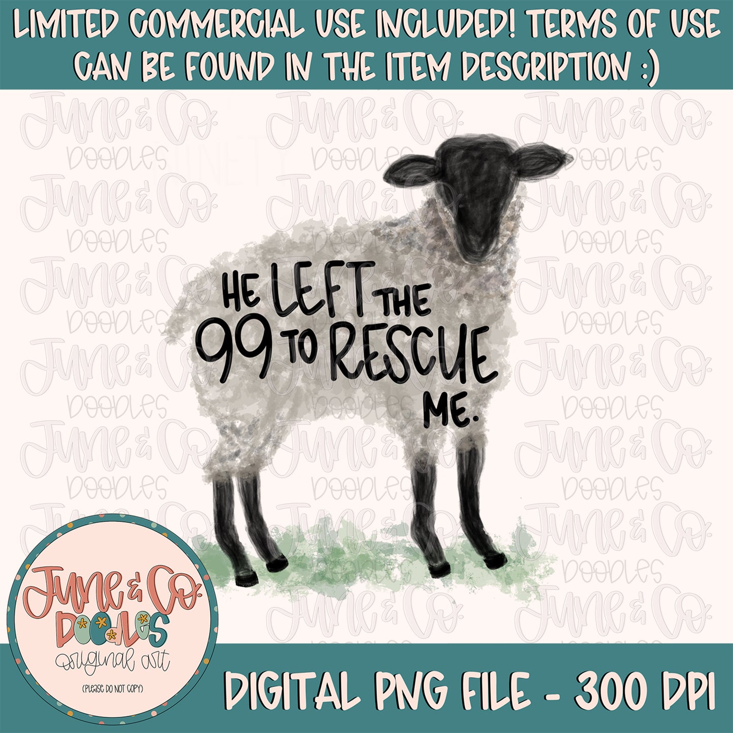 He Left The 99 Watercolor Sheep PNG Design