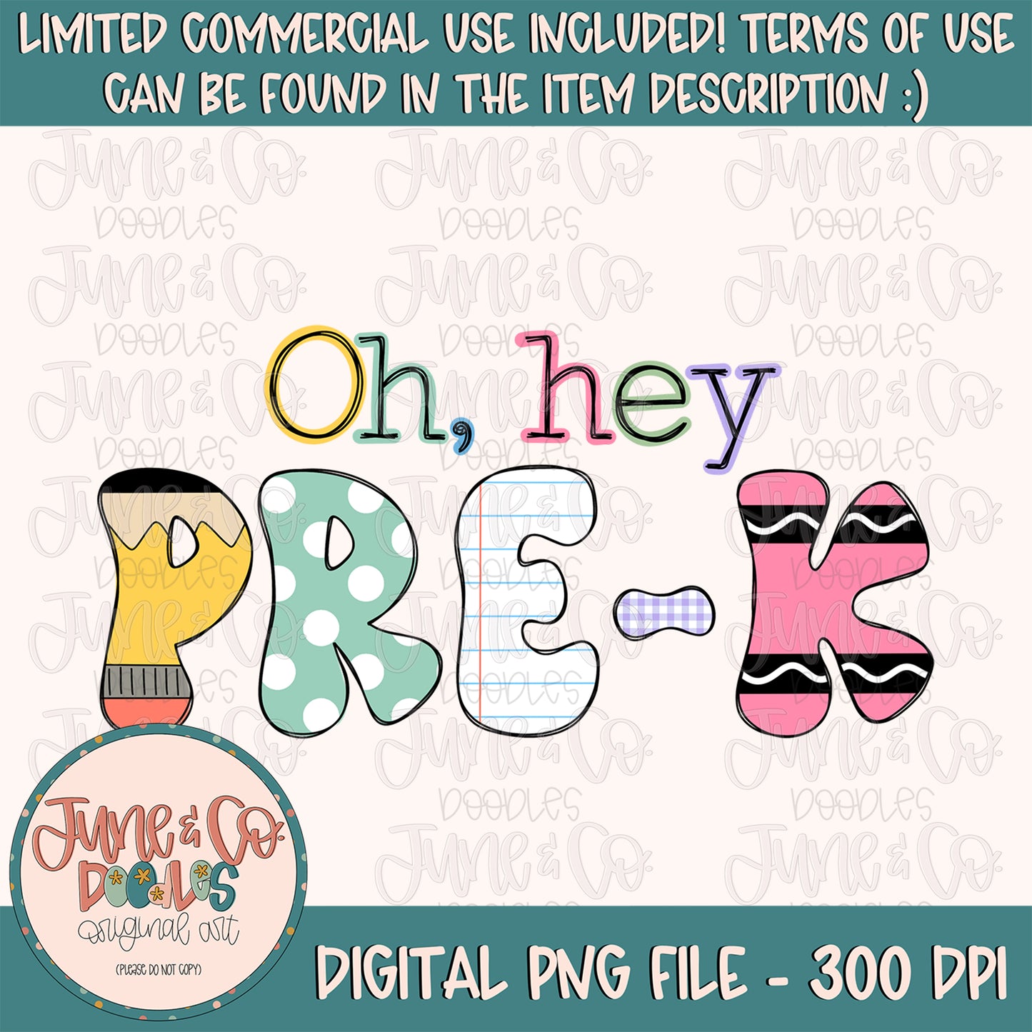 Oh Hey, Pre-K Girl PNG| Back To School Sublimation File| Unisex Kids Pre-school Shirt Design| Hand Lettered Printable Art| Instant Download