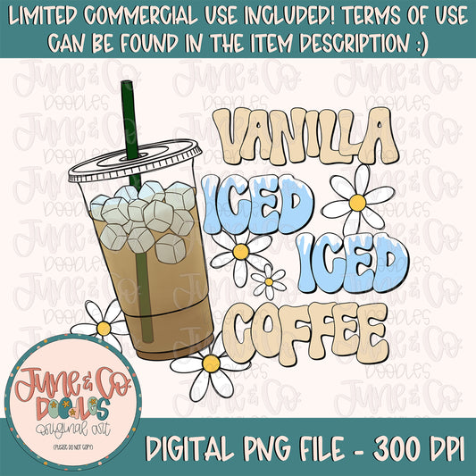 Vanilla Iced, Iced Coffee PNG| Iced Coffee Sublimation File| Song Lyrics Shirt Design| Hand Drawn Printable Art| Instant Download