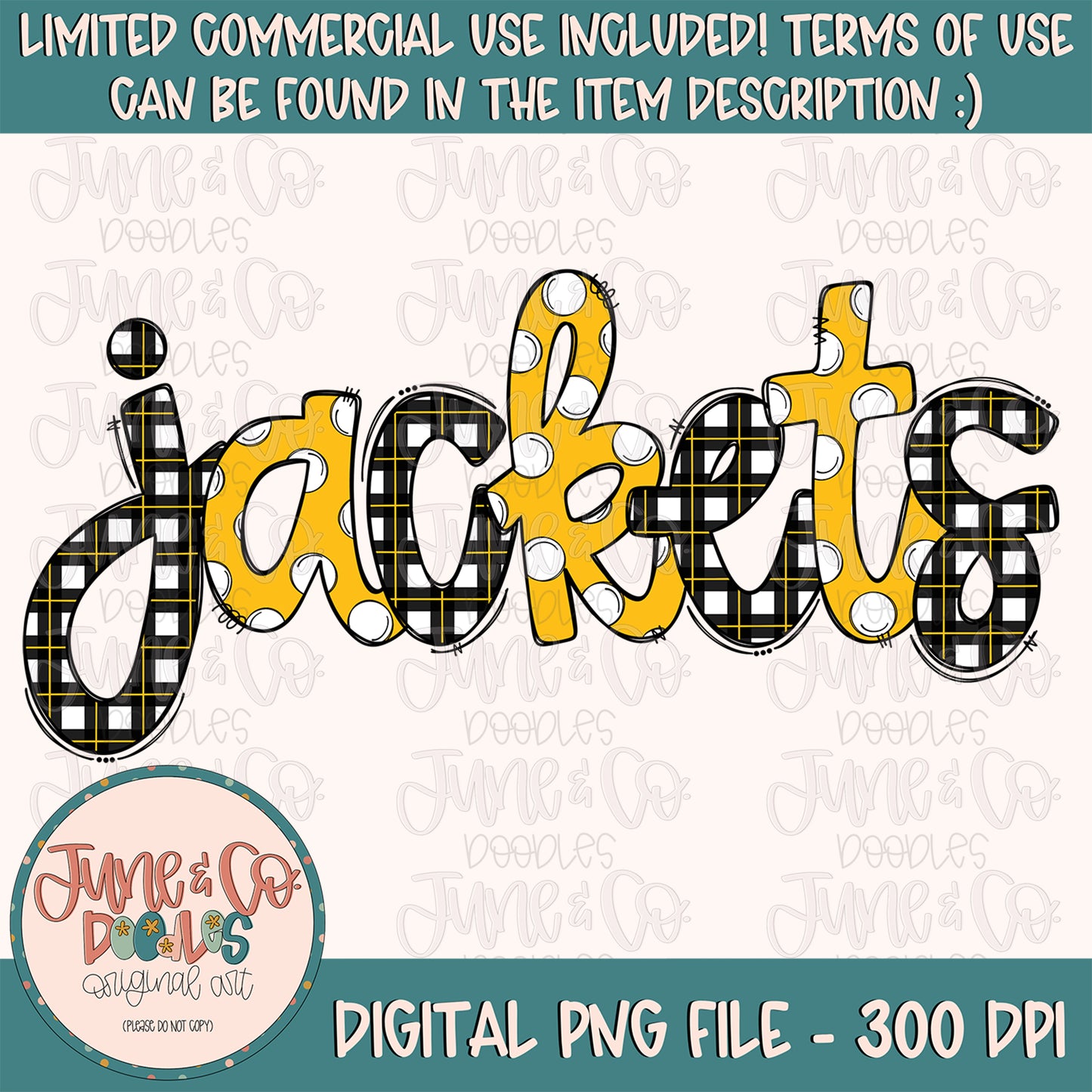 Jackets Doodle PNG| Yellow Jackets Mascot Sublimation File| Game Day Shirt Design| Hand Lettered Printable Art| Instant Download