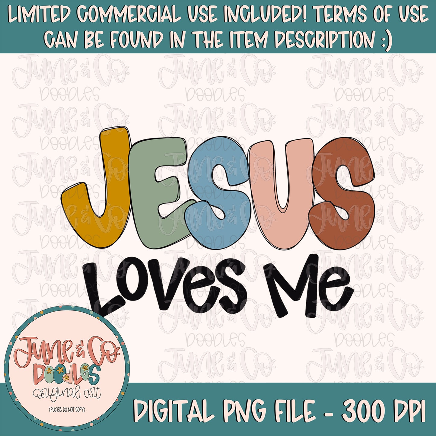 Jesus Loves Me PNG| Boho Jesus Sublimation File| Kids Faith Shirt Design| Christian Printable Art| Hand Lettering| Instant Download