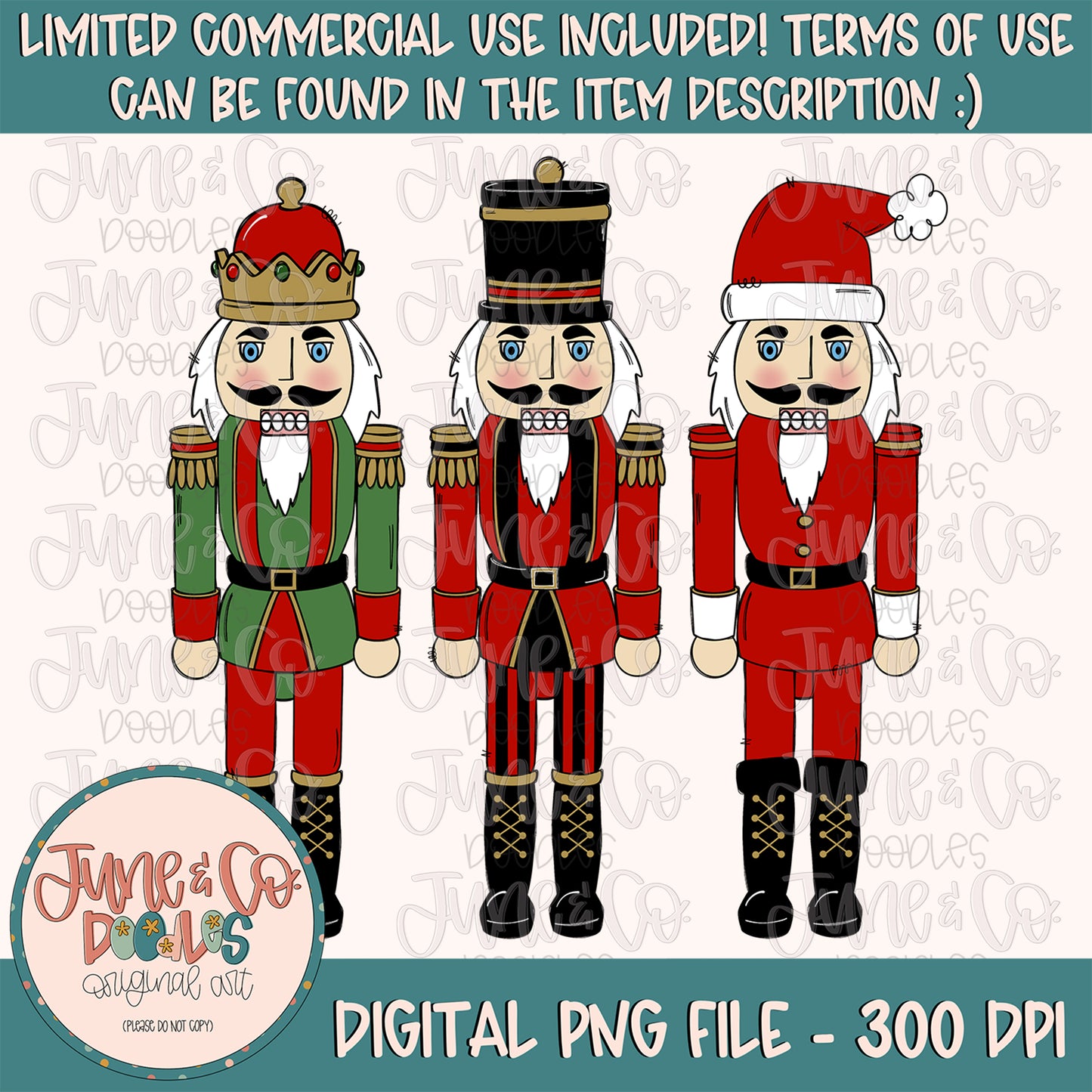 Nutcracker Trio PNG| Christmas Nutcracker Sublimation File| Traditional Christmas Shirt Design| Hand Drawn Printable Art| Instant Download