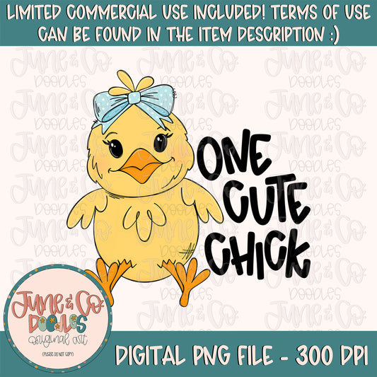 One Cute Chick PNG| Cool Easter Chick In Bow Sublimation File| Girl's Spring Shirt Design| Hand Sketched Printable Art| Instant Download