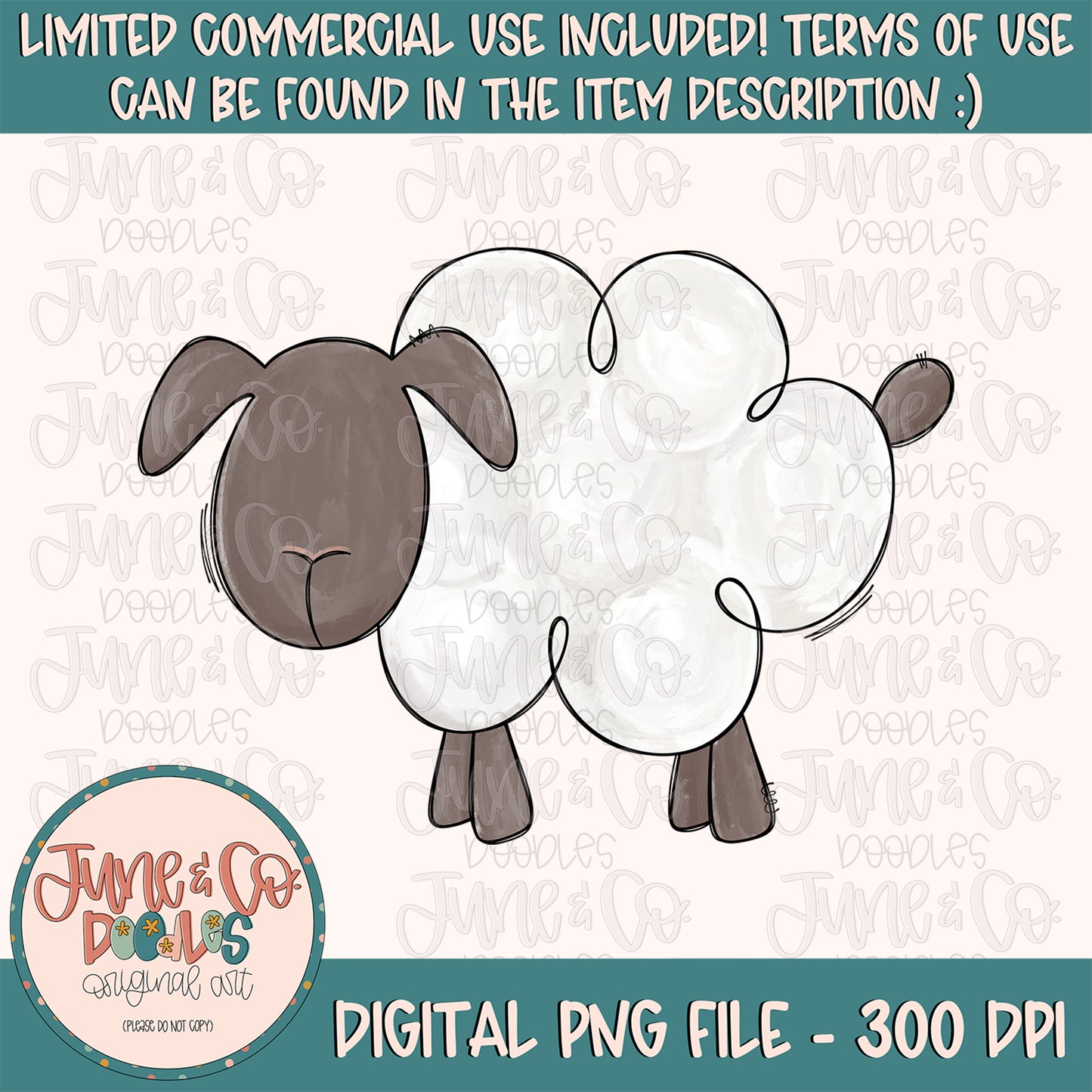 Painted Sheep PNG| Sketchy Sheep Doodle Sublimation File| Christian Spring Design| Hand Sketched Printable Art| Instant Download