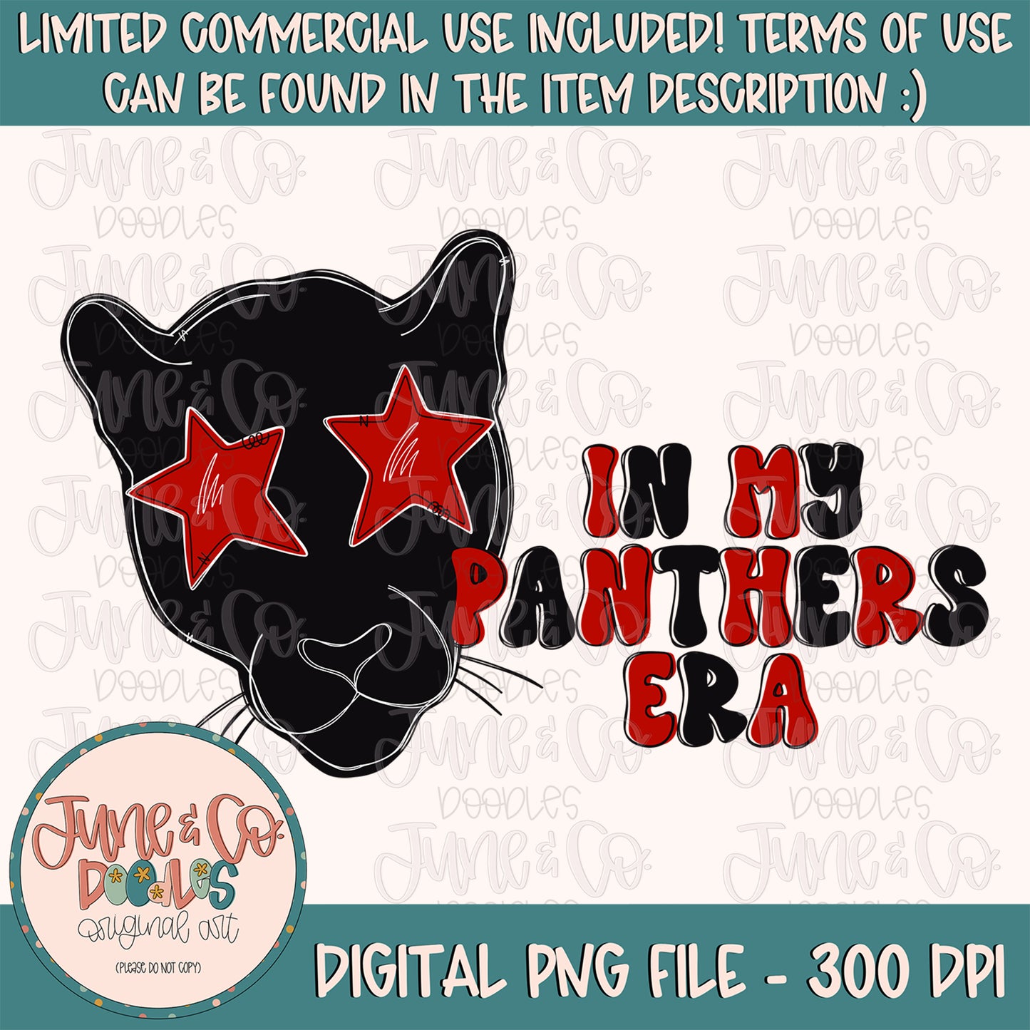 In My Panthers Era PNG| Game Day Mascot Sublimation File| School Spirit Shirt Design| Hand Lettered Printable Art| Instant Download