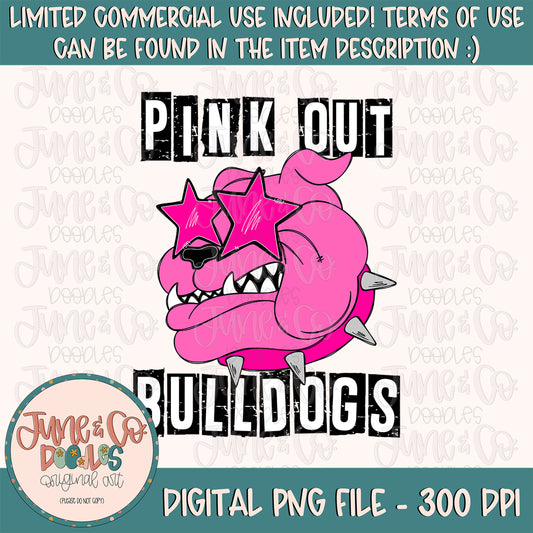 Pink Out Bulldogs PNG| Football Pink Out Mascot Sublimation File| Breast Cancer Awareness Shirt Design| Printable Art| Instant Download