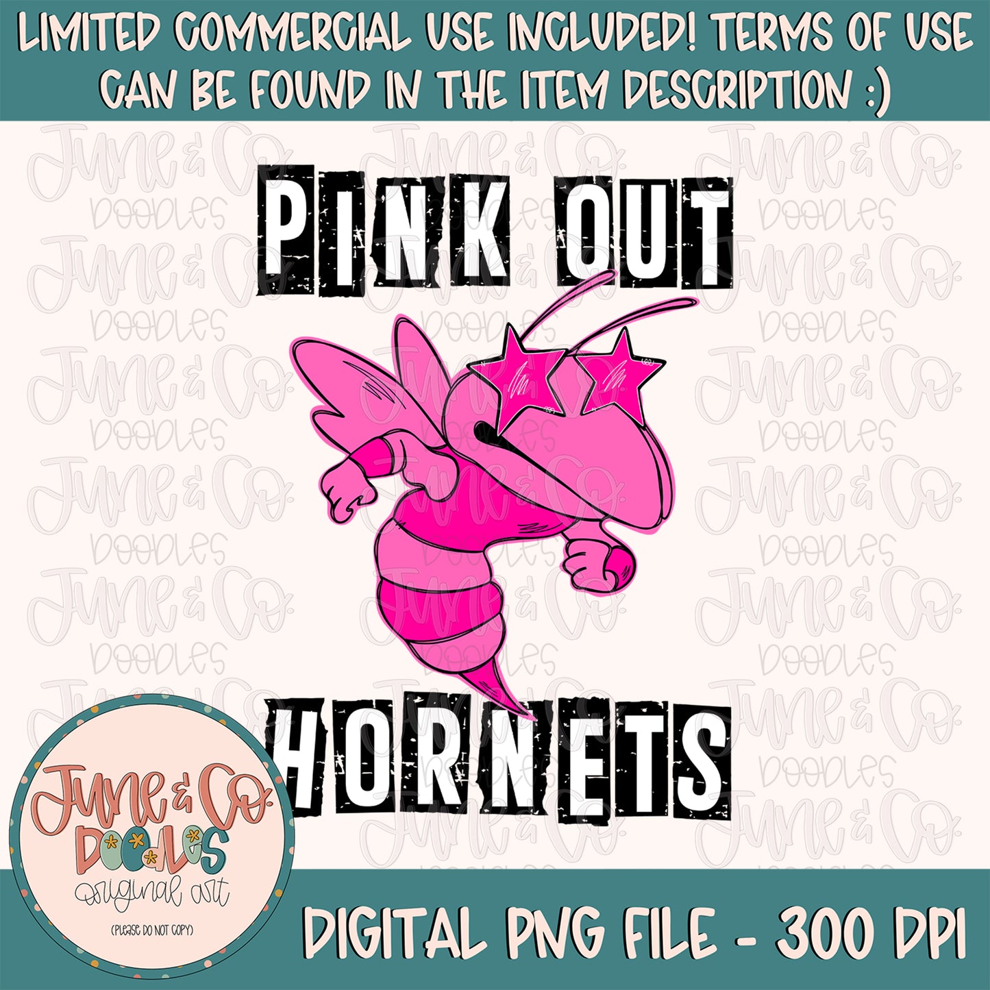 Pink Out Hornets PNG| Football Pink Out Sublimation File| Breast Cancer Awareness Shirt Design| Mascot Printable Art| Instant Download