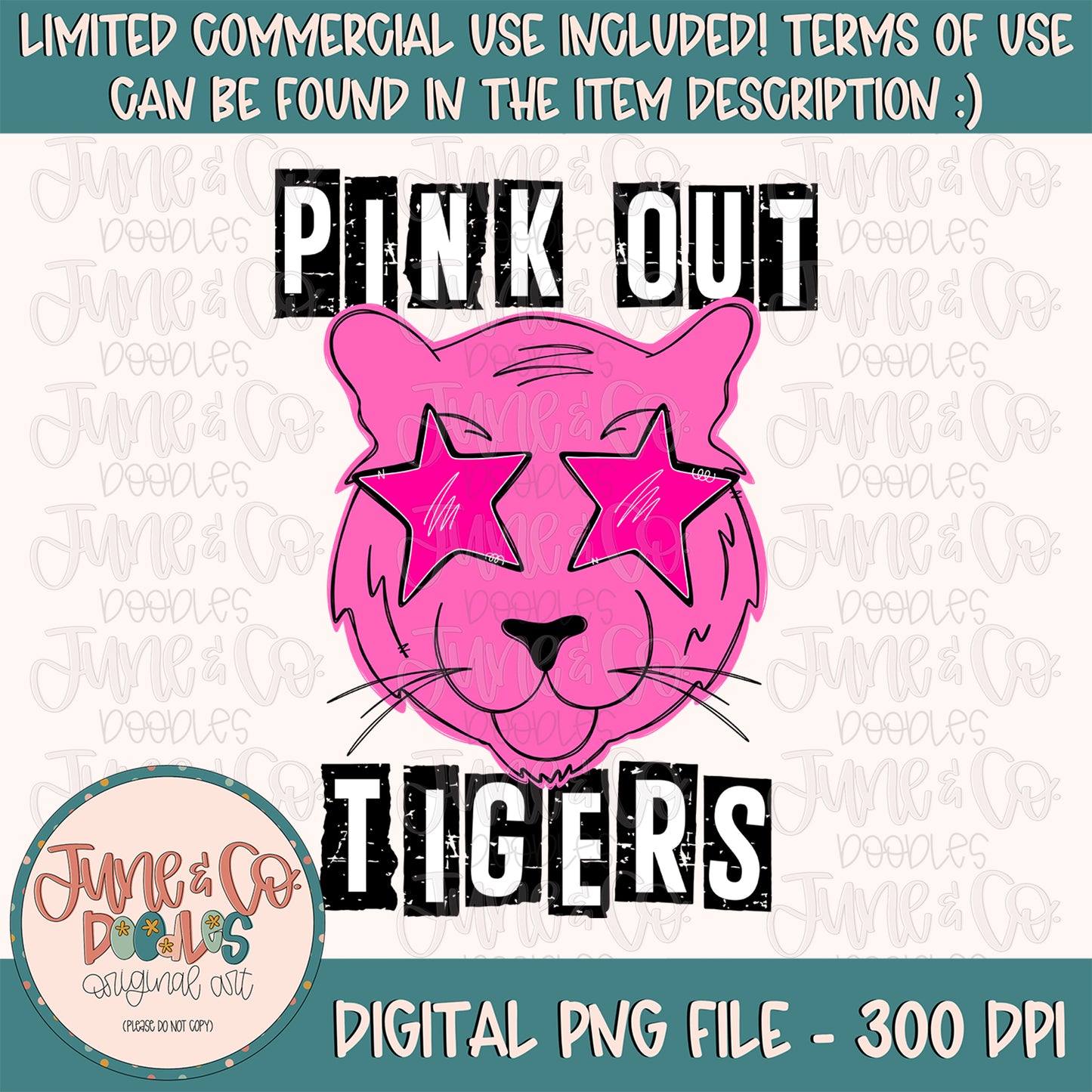 Pink Out Tigers PNG| Football Pink Out Mascot Sublimation File| Breast Cancer Awareness Shirt Design| Printable Art| Instant Download