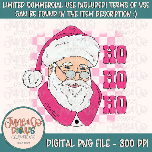 Pink Santa Ho Ho Ho PNG| Christmas Sublimation File| St. Nick Shirt Design|Retro Christmas Printable Art| Instant Download