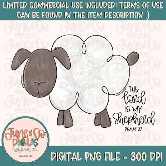 Psalm 23 Sheep PNG| Painted Sheep Doodle Sublimation File| Christian Spring Easter Design| Hand Sketched Printable Art| Instant Download