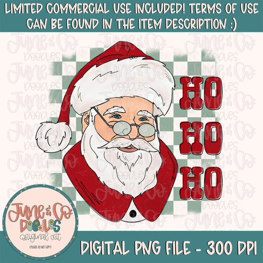 Red Santa Ho Ho Ho PNG| Christmas Sublimation File| St. Nick Shirt Design|Retro Christmas Printable Art| Instant Download