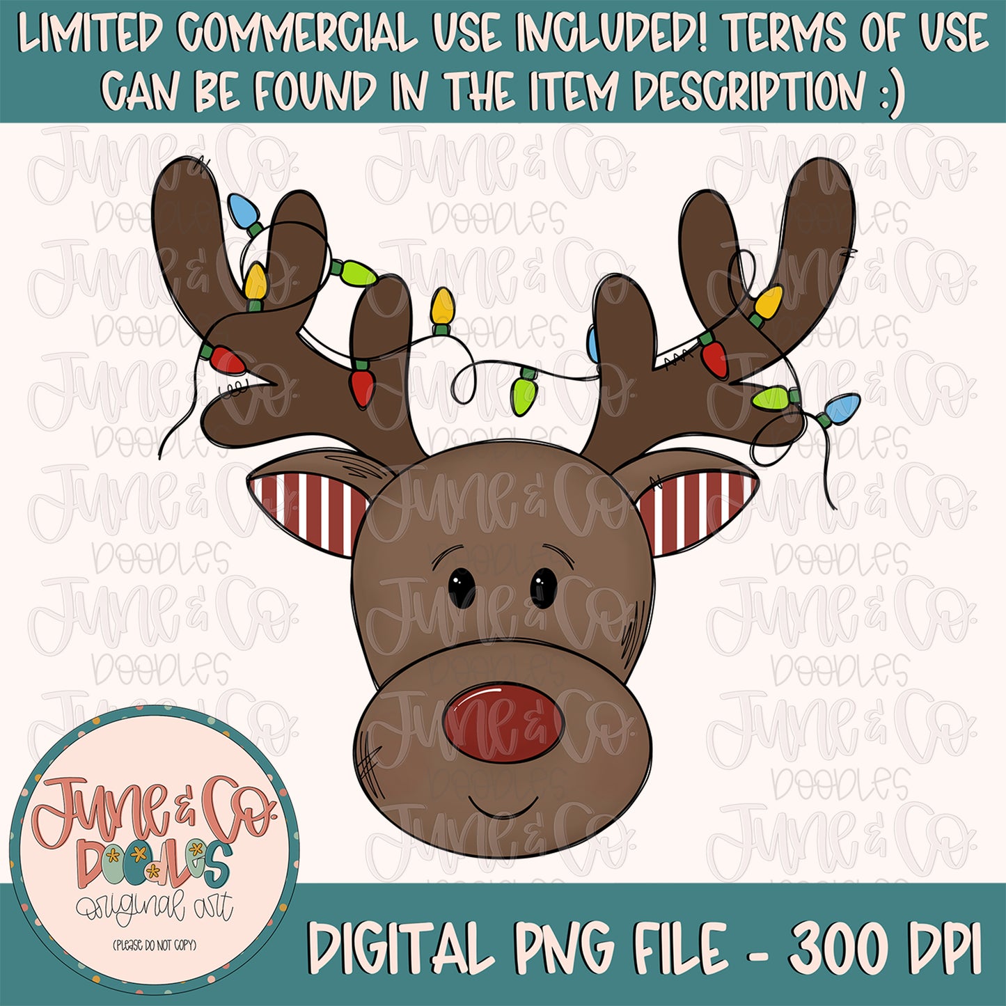 Whimsical Reindeer PNG| Christmas Doodle Sublimation File| Holiday Season Shirt Design| Hand Sketched Printable Art| Instant Download