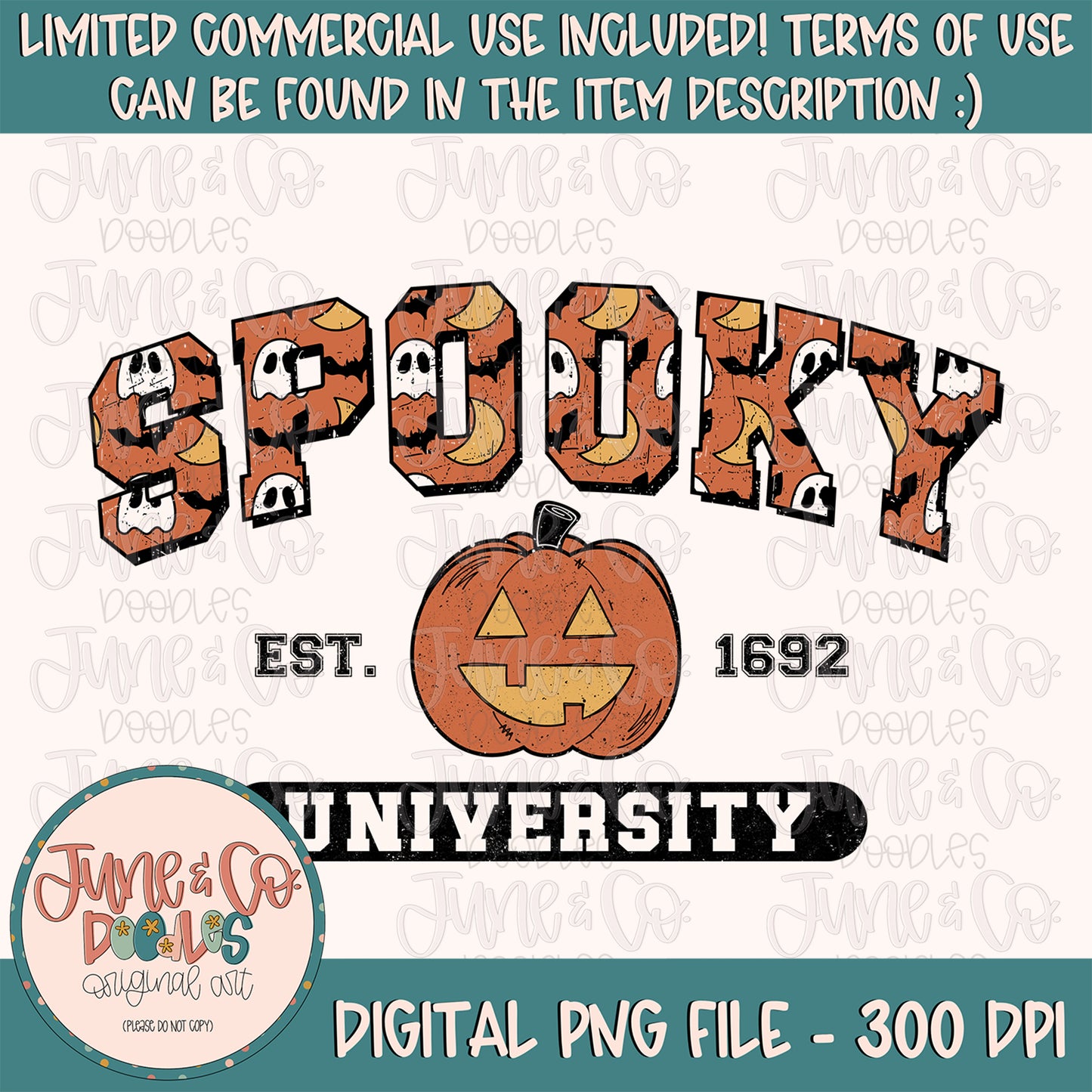 Spooky University PNG| Halloween Sublimation File| Varsity Letters Shirt Design| Jack-O-Lantern Printable Art| Instant Download