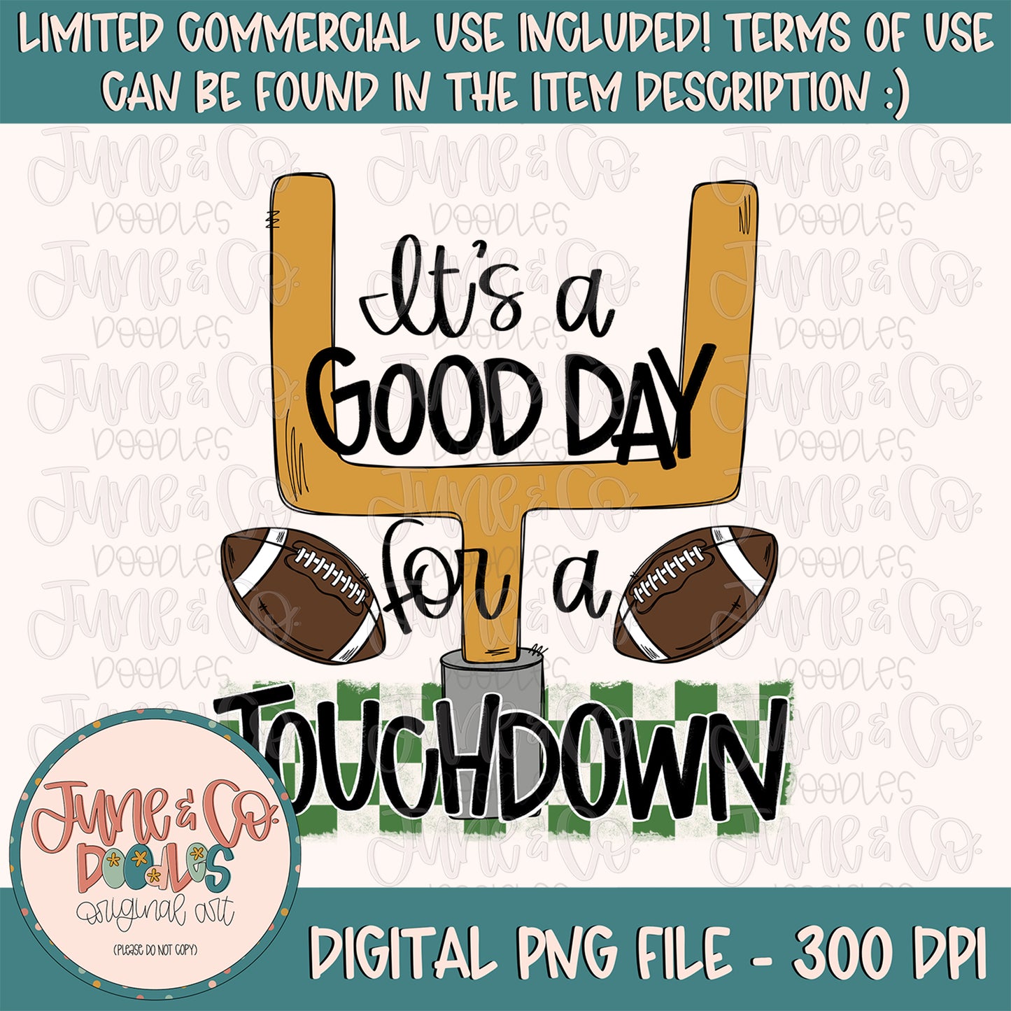 It's A Good Day For A Touchdown PNG| Sports Sublimation File| Football Season Shirt Design| Hand Lettered Printable Art| Instant Download