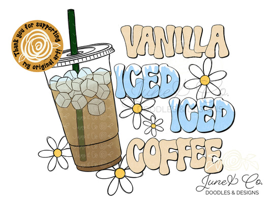 Vanilla Iced, Iced Coffee PNG| Iced Coffee Sublimation File| Song Lyrics Shirt Design| Hand Drawn Printable Art| Instant Download