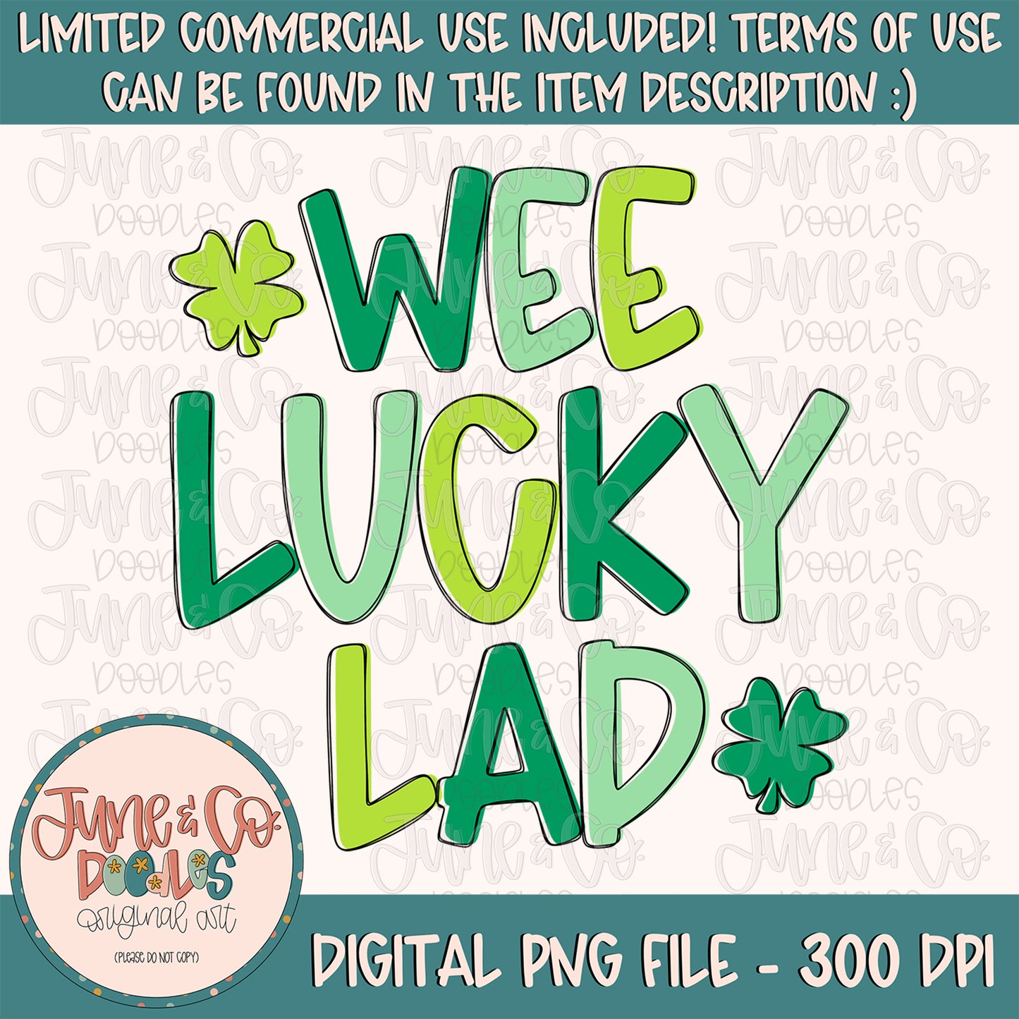 Wee Lucky Lad PNG| St. Patrick's Day Sublimation File| Boys Lucky Shirt Design| Hand Lettered Printable Art| Instant Download