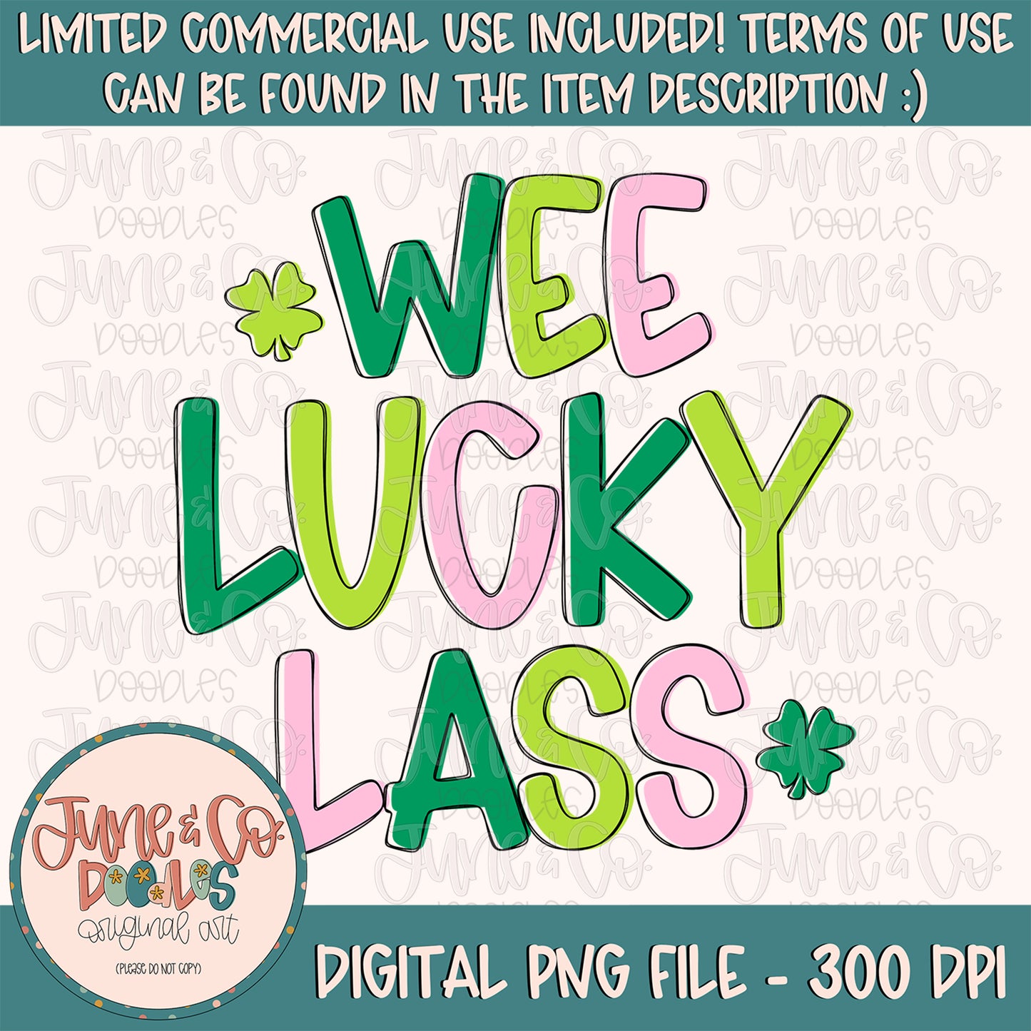 Wee Lucky Lass PNG| St. Patrick's Day Sublimation File| Girls Lucky Shirt Design| Hand Lettered Printable Art| Instant Download