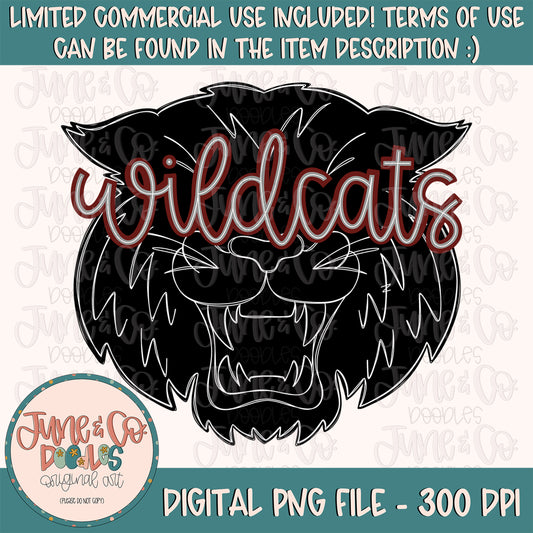 Wildcats Silhouette PNG| Wildcats Mascot Sublimation File| Game Day Shirt Design| Hand Lettered Printable Art| Instant Download