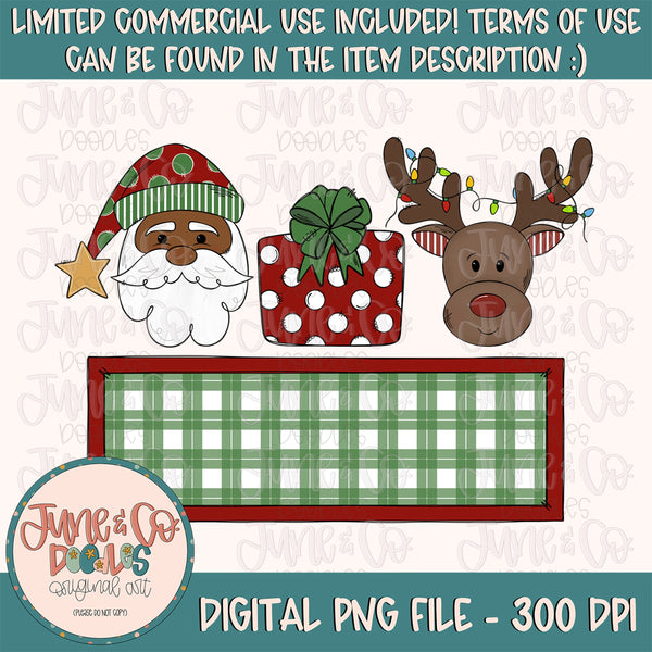 Christmas Trio With Name Plate PNG Holiday Sublimation File Christma