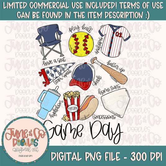 Softball Game Day PNG| Softball Things Sublimation File| Spring Sports Shirt Design| Hand Sketched Printable Art Instant Download