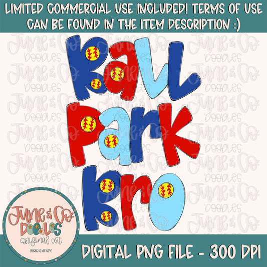 Ballpark Bro PNG| Softball Sibling Sublimation File| Spring Sports Shirt Design| Hand Lettered Printable Art Instant Download