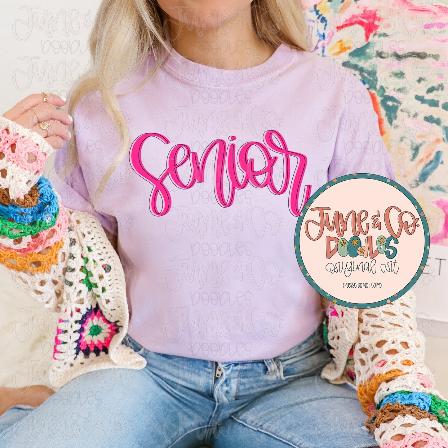 Pink Senior Lettering PNG| Girly Back To School Sublimation File| Graduation Shirt Design| Hand Lettered Printable Art| Instant Download