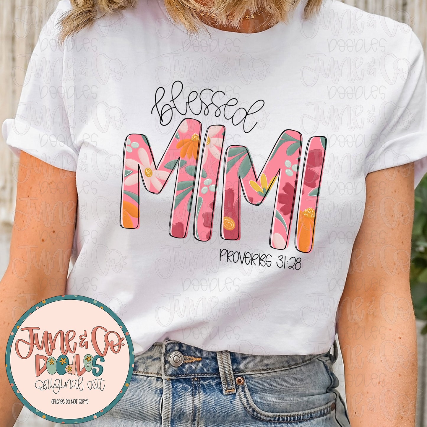 Blessed Mimi PNG| Proverbs 31 Bible Verse Sublimation File| Floral Mother's Day Shirt Design| Hand Lettered Printable Art| Instant Download