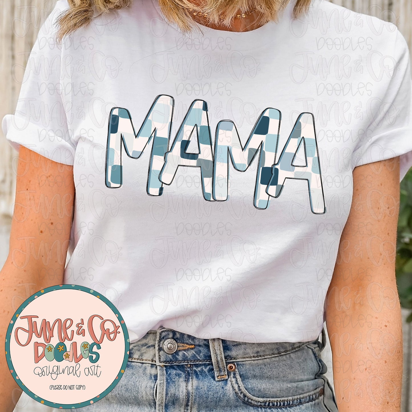 Blue Checked Mama and Mini PNG Bundle| Mom And Me Sublimation File| Mother's Day Shirt Design| Hand Lettered Printable Art| Instant Download