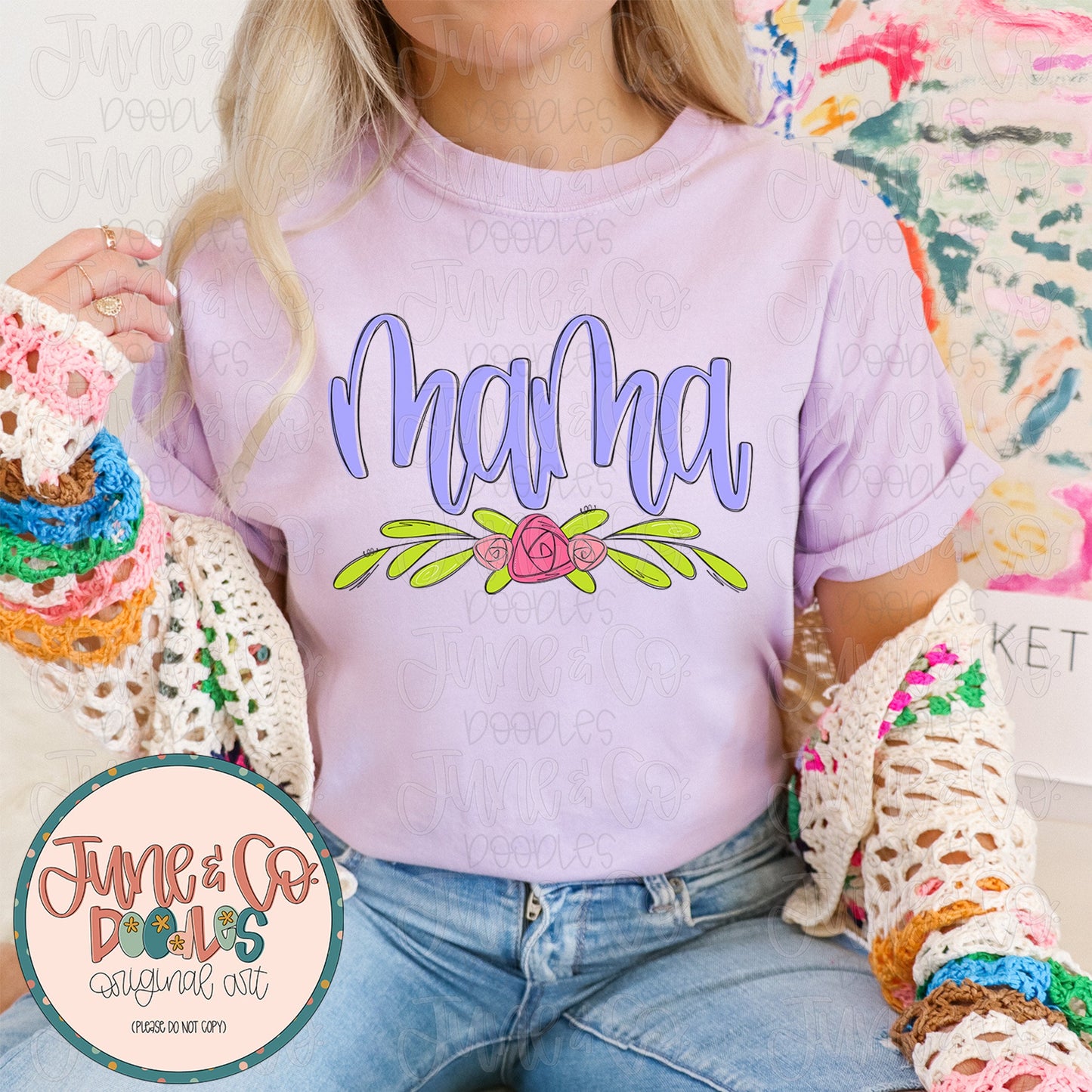 Purple Mama Lettering PNG| Floral Mom Sublimation File| Mother’s Day Shirt Design| Hand Lettered Printable Art| Instant Download