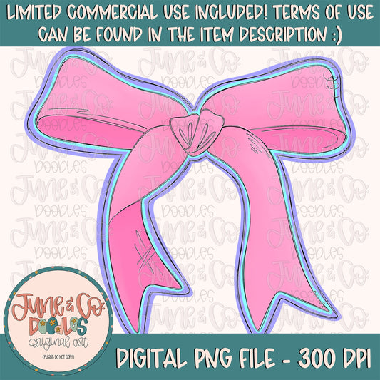 Colorful Sketchy Bow PNG| Coquette Aesthetic Sublimation File| Pink Bow Shirt Design| Hand Sketched Printable Art| Instant Download