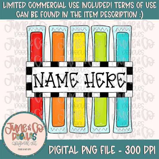 Boys Neon Popsicles With Name Plate PNG| Boys Summer Sublimation File| Bright Popsicle Shirt Design| Printable Art| Instant Download