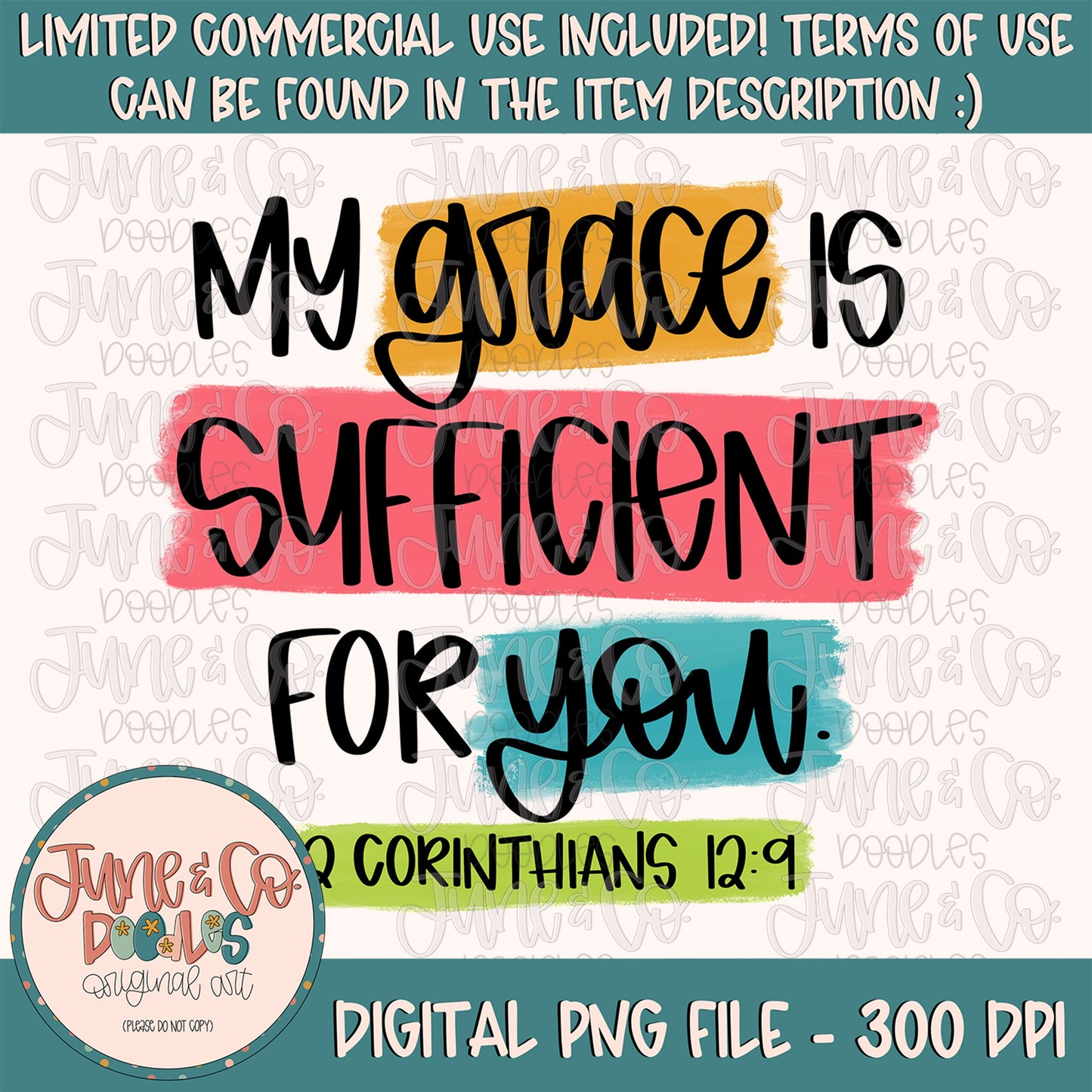 My Grace Is Sufficient For You PNG| 2 Corinthians 12:9 Sublimation File| Bible Verse Shirt Design| Faith Printable Art| Instant Download