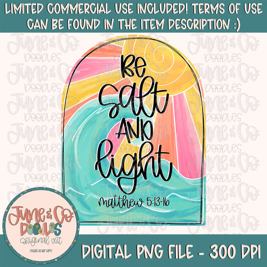 Be Salt And Light PNG| Summer Faith Sublimation File| Beachy Bible Verse Shirt Design| Hand Lettered Printable Art| Instant Download