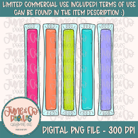Girls Neon Popsicles PNG| Girly Summer Sublimation File| Bright Popsicle Shirt Design| Hand Sketched Printable Art| Instant Download