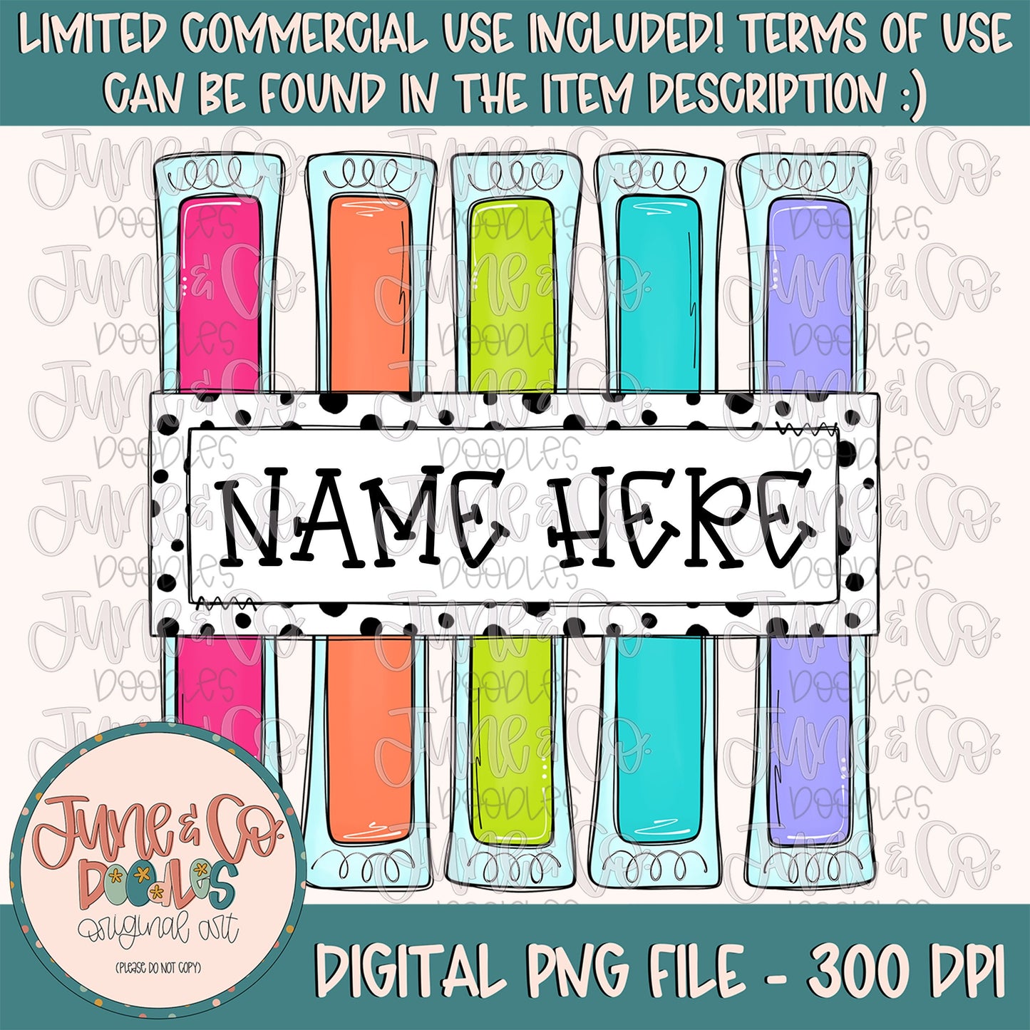 Girls Neon Popsicles With Name Plate PNG| Girly Summer Sublimation Fil ...